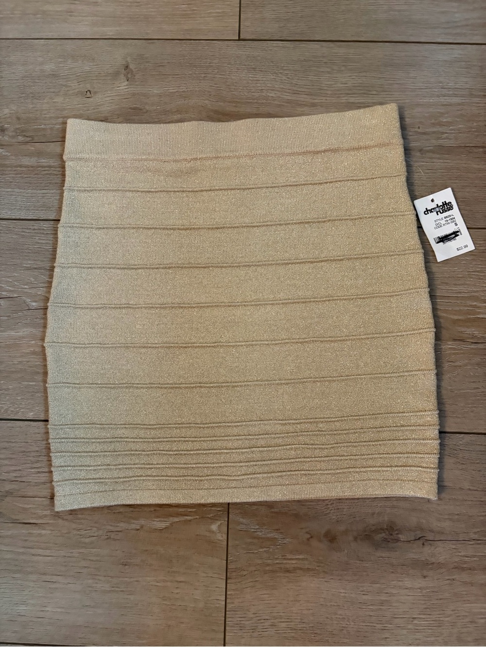 Charlotte Russe Gold shimmer Ribbed Knit Mini Skirt